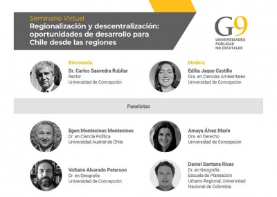 Invitan al seminario virtual "Regionalización y descentralización"